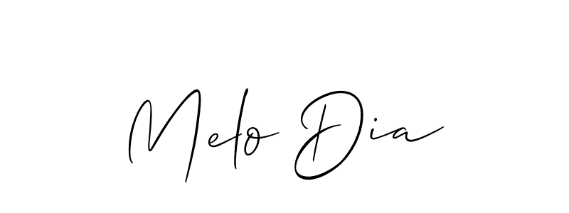 Allison_Script is a professional signature style that is perfect for those who want to add a touch of class to their signature. It is also a great choice for those who want to make their signature more unique. Get Melo Dia name to fancy signature for free. Melo Dia signature style 2 images and pictures png