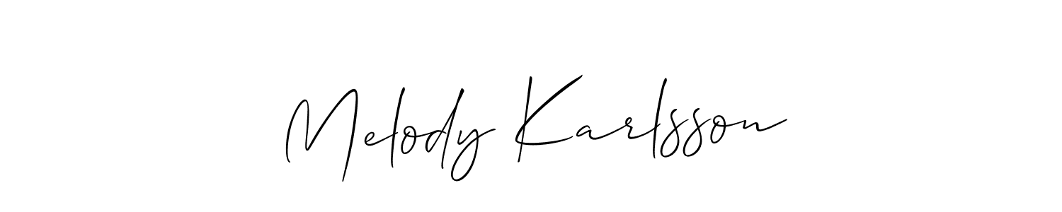 You should practise on your own different ways (Allison_Script) to write your name (Melody Karlsson) in signature. don't let someone else do it for you. Melody Karlsson signature style 2 images and pictures png