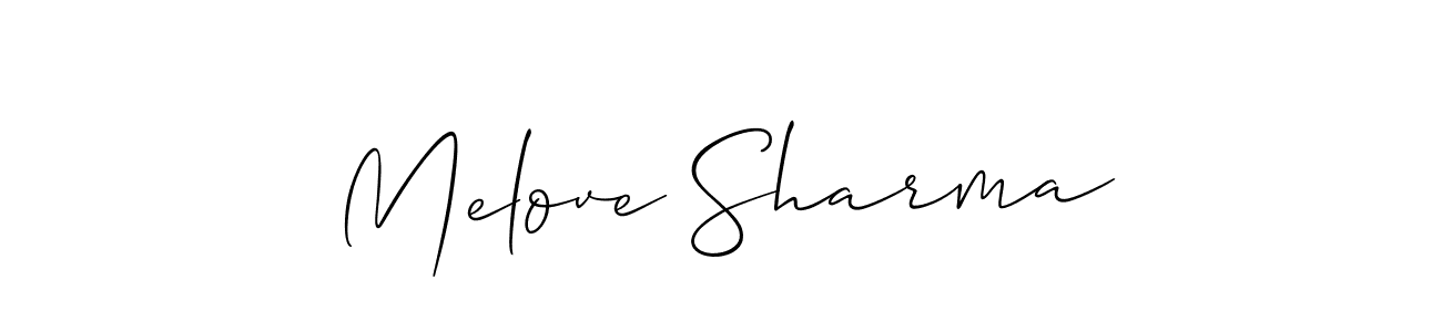 How to make Melove Sharma name signature. Use Allison_Script style for creating short signs online. This is the latest handwritten sign. Melove Sharma signature style 2 images and pictures png