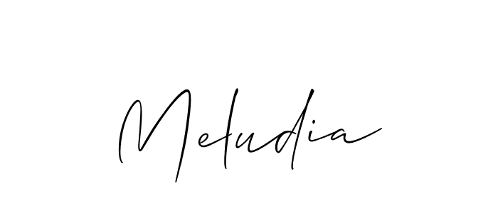 Allison_Script is a professional signature style that is perfect for those who want to add a touch of class to their signature. It is also a great choice for those who want to make their signature more unique. Get Meludia name to fancy signature for free. Meludia signature style 2 images and pictures png