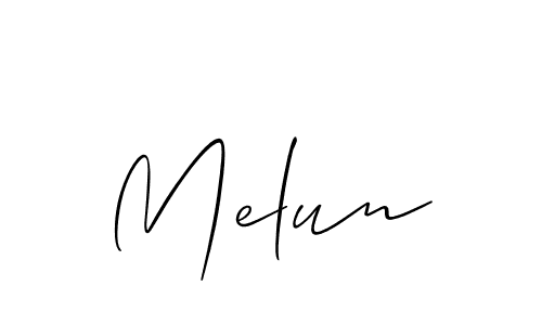 The best way (Allison_Script) to make a short signature is to pick only two or three words in your name. The name Melun include a total of six letters. For converting this name. Melun signature style 2 images and pictures png