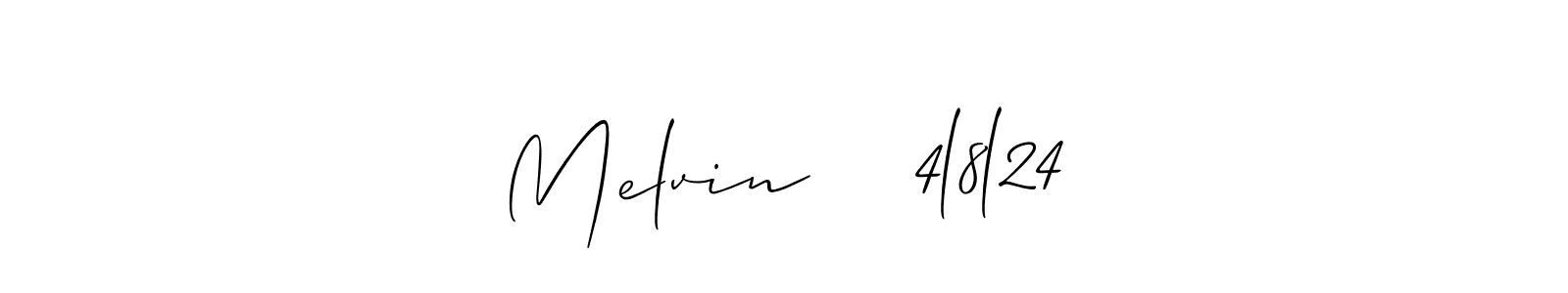 Also You can easily find your signature by using the search form. We will create Melvin    4l8l24 name handwritten signature images for you free of cost using Allison_Script sign style. Melvin    4l8l24 signature style 2 images and pictures png