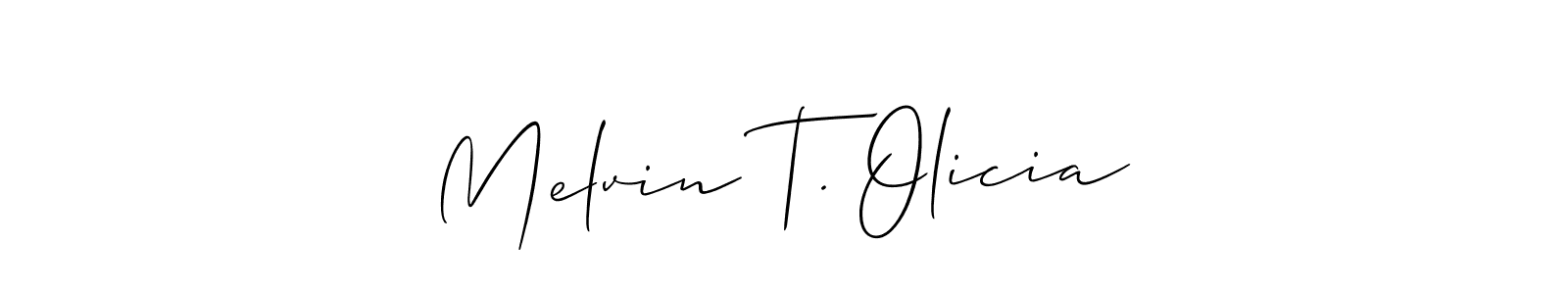 The best way (Allison_Script) to make a short signature is to pick only two or three words in your name. The name Melvin T. Olicia include a total of six letters. For converting this name. Melvin T. Olicia signature style 2 images and pictures png