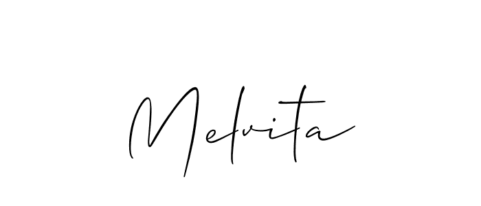 How to make Melvita name signature. Use Allison_Script style for creating short signs online. This is the latest handwritten sign. Melvita signature style 2 images and pictures png
