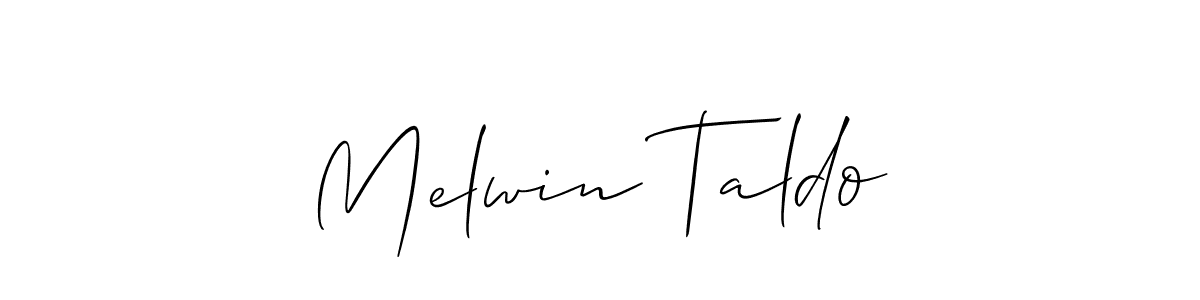 Create a beautiful signature design for name Melwin Taldo. With this signature (Allison_Script) fonts, you can make a handwritten signature for free. Melwin Taldo signature style 2 images and pictures png