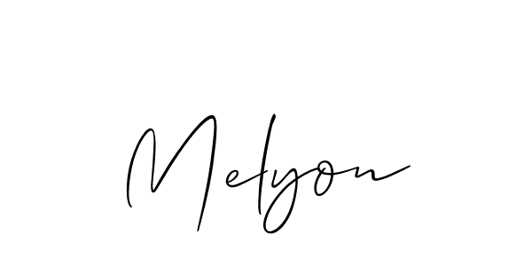 It looks lik you need a new signature style for name Melyon. Design unique handwritten (Allison_Script) signature with our free signature maker in just a few clicks. Melyon signature style 2 images and pictures png