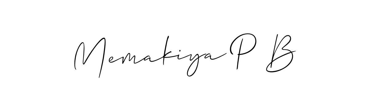 Also You can easily find your signature by using the search form. We will create Memakiya P B name handwritten signature images for you free of cost using Allison_Script sign style. Memakiya P B signature style 2 images and pictures png