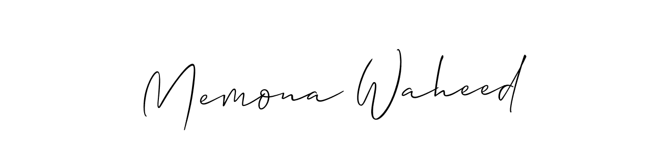Create a beautiful signature design for name Memona Waheed. With this signature (Allison_Script) fonts, you can make a handwritten signature for free. Memona Waheed signature style 2 images and pictures png
