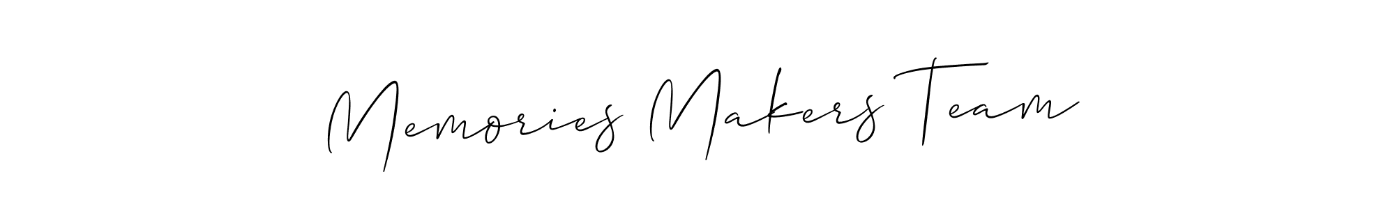 Also You can easily find your signature by using the search form. We will create Memories Makers Team name handwritten signature images for you free of cost using Allison_Script sign style. Memories Makers Team signature style 2 images and pictures png
