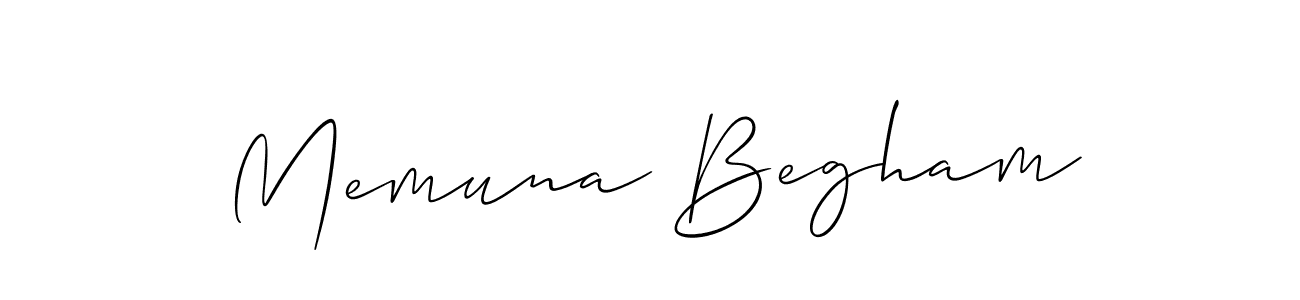 The best way (Allison_Script) to make a short signature is to pick only two or three words in your name. The name Memuna Begham include a total of six letters. For converting this name. Memuna Begham signature style 2 images and pictures png