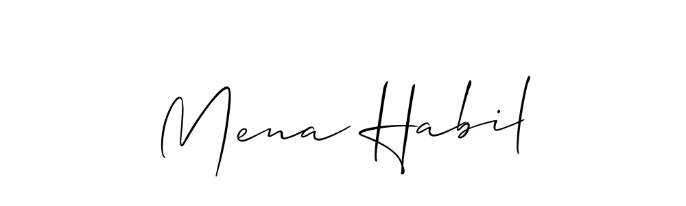 if you are searching for the best signature style for your name Mena Habil. so please give up your signature search. here we have designed multiple signature styles  using Allison_Script. Mena Habil signature style 2 images and pictures png