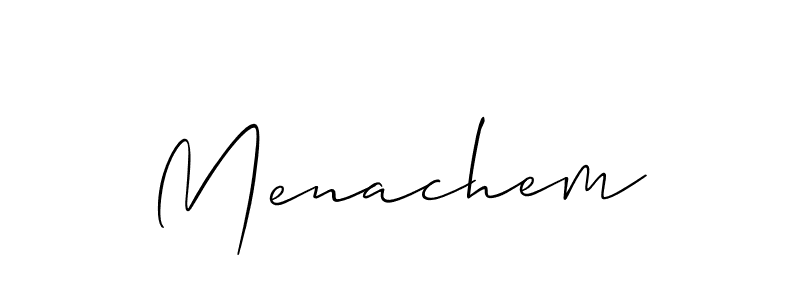 Allison_Script is a professional signature style that is perfect for those who want to add a touch of class to their signature. It is also a great choice for those who want to make their signature more unique. Get Menachem name to fancy signature for free. Menachem signature style 2 images and pictures png