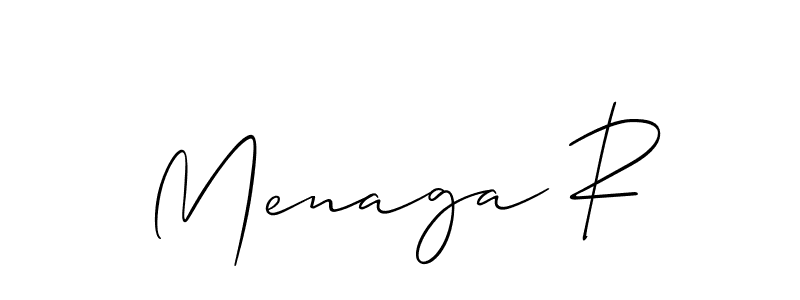 Similarly Allison_Script is the best handwritten signature design. Signature creator online .You can use it as an online autograph creator for name Menaga R. Menaga R signature style 2 images and pictures png