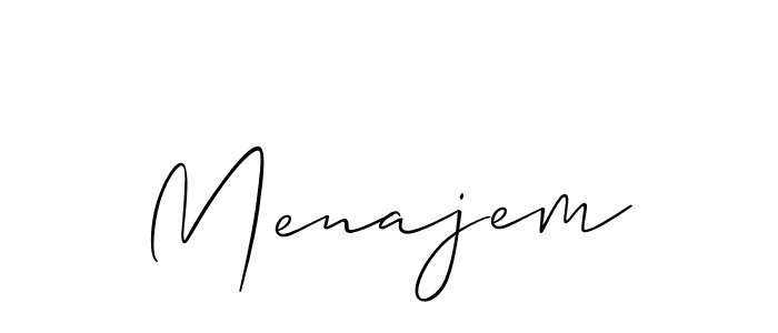 The best way (Allison_Script) to make a short signature is to pick only two or three words in your name. The name Menajem include a total of six letters. For converting this name. Menajem signature style 2 images and pictures png