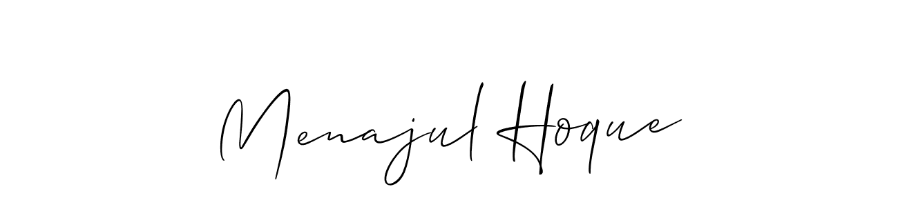 The best way (Allison_Script) to make a short signature is to pick only two or three words in your name. The name Menajul Hoque include a total of six letters. For converting this name. Menajul Hoque signature style 2 images and pictures png