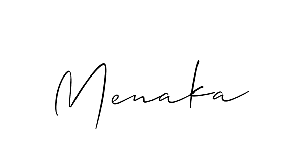 The best way (Allison_Script) to make a short signature is to pick only two or three words in your name. The name Menaka include a total of six letters. For converting this name. Menaka signature style 2 images and pictures png