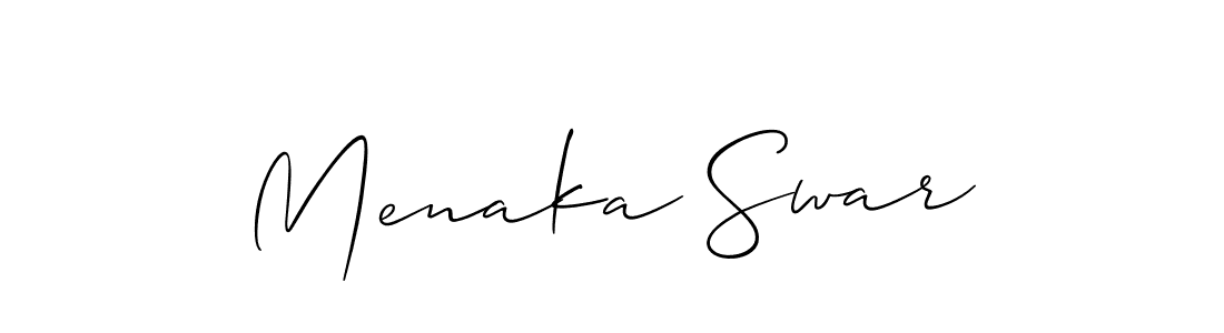 Also You can easily find your signature by using the search form. We will create Menaka Swar name handwritten signature images for you free of cost using Allison_Script sign style. Menaka Swar signature style 2 images and pictures png