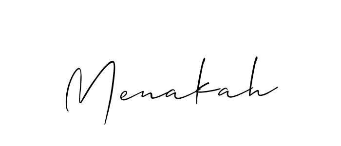 if you are searching for the best signature style for your name Menakah. so please give up your signature search. here we have designed multiple signature styles  using Allison_Script. Menakah signature style 2 images and pictures png