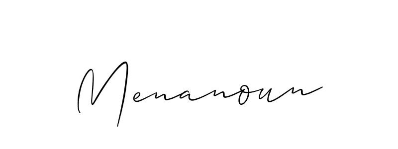 Also You can easily find your signature by using the search form. We will create Menanoun name handwritten signature images for you free of cost using Allison_Script sign style. Menanoun signature style 2 images and pictures png