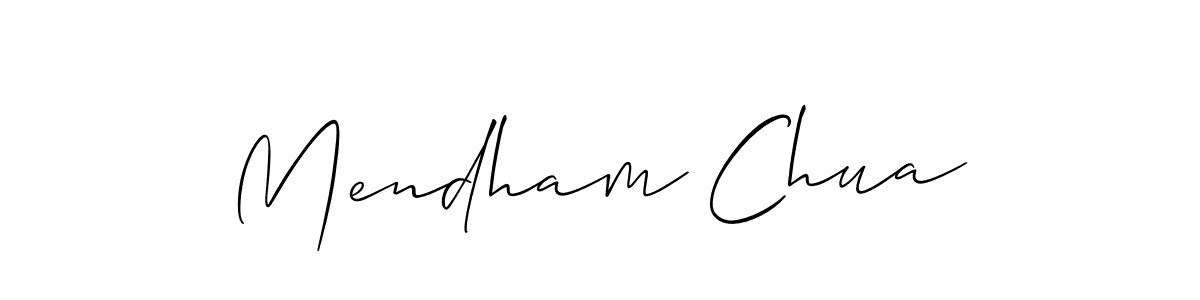 Design your own signature with our free online signature maker. With this signature software, you can create a handwritten (Allison_Script) signature for name Mendham Chua. Mendham Chua signature style 2 images and pictures png