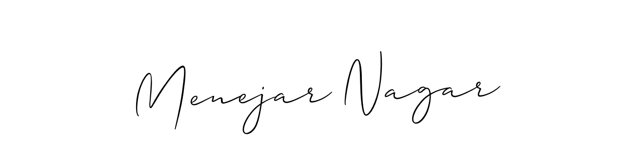 You should practise on your own different ways (Allison_Script) to write your name (Menejar Nagar) in signature. don't let someone else do it for you. Menejar Nagar signature style 2 images and pictures png