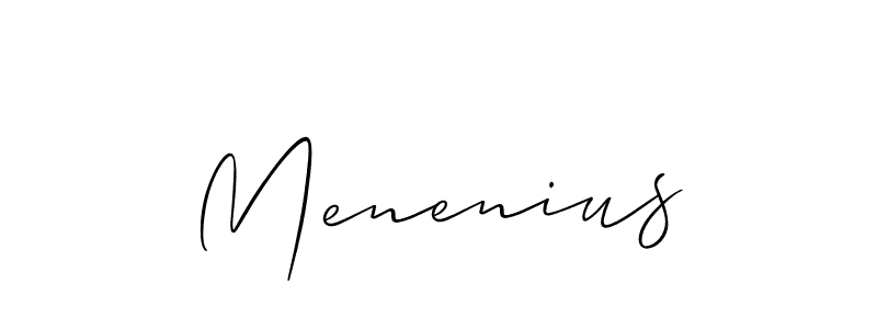 Make a short Menenius signature style. Manage your documents anywhere anytime using Allison_Script. Create and add eSignatures, submit forms, share and send files easily. Menenius signature style 2 images and pictures png