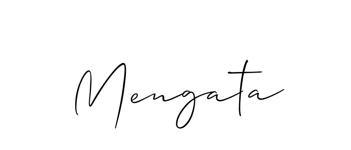 You should practise on your own different ways (Allison_Script) to write your name (Mengata) in signature. don't let someone else do it for you. Mengata signature style 2 images and pictures png