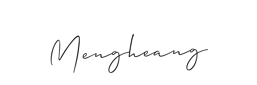 Make a beautiful signature design for name Mengheang. With this signature (Allison_Script) style, you can create a handwritten signature for free. Mengheang signature style 2 images and pictures png