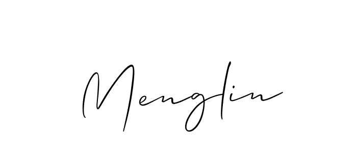 It looks lik you need a new signature style for name Menglin. Design unique handwritten (Allison_Script) signature with our free signature maker in just a few clicks. Menglin signature style 2 images and pictures png