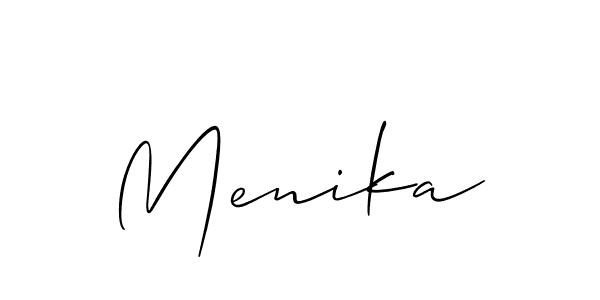 Use a signature maker to create a handwritten signature online. With this signature software, you can design (Allison_Script) your own signature for name Menika. Menika signature style 2 images and pictures png