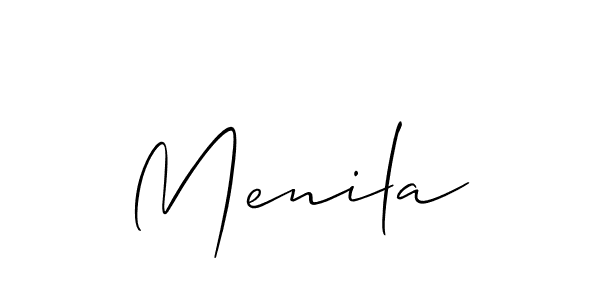 How to make Menila signature? Allison_Script is a professional autograph style. Create handwritten signature for Menila name. Menila signature style 2 images and pictures png