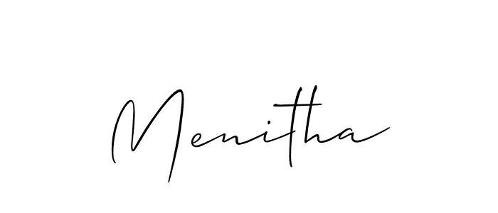 Menitha stylish signature style. Best Handwritten Sign (Allison_Script) for my name. Handwritten Signature Collection Ideas for my name Menitha. Menitha signature style 2 images and pictures png