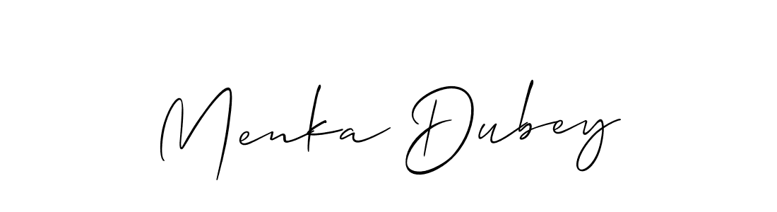 Make a beautiful signature design for name Menka Dubey. With this signature (Allison_Script) style, you can create a handwritten signature for free. Menka Dubey signature style 2 images and pictures png