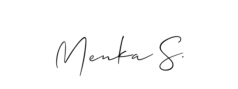 Also You can easily find your signature by using the search form. We will create Menka S. name handwritten signature images for you free of cost using Allison_Script sign style. Menka S. signature style 2 images and pictures png