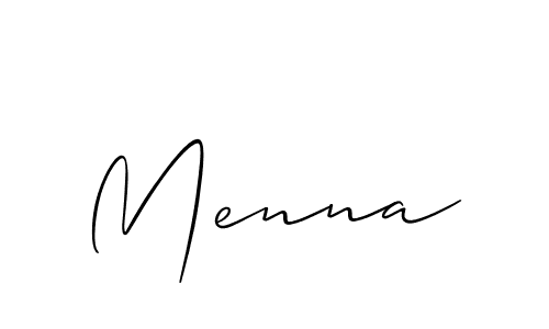 Use a signature maker to create a handwritten signature online. With this signature software, you can design (Allison_Script) your own signature for name Menna. Menna signature style 2 images and pictures png