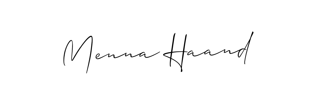 How to make Menna Haand name signature. Use Allison_Script style for creating short signs online. This is the latest handwritten sign. Menna Haand signature style 2 images and pictures png