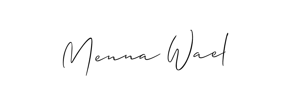 How to make Menna Wael name signature. Use Allison_Script style for creating short signs online. This is the latest handwritten sign. Menna Wael signature style 2 images and pictures png