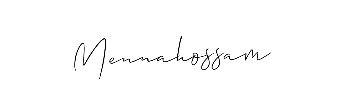 How to make Mennahossam signature? Allison_Script is a professional autograph style. Create handwritten signature for Mennahossam name. Mennahossam signature style 2 images and pictures png