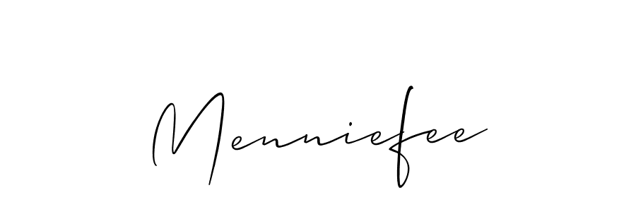 Design your own signature with our free online signature maker. With this signature software, you can create a handwritten (Allison_Script) signature for name Menniefee. Menniefee signature style 2 images and pictures png