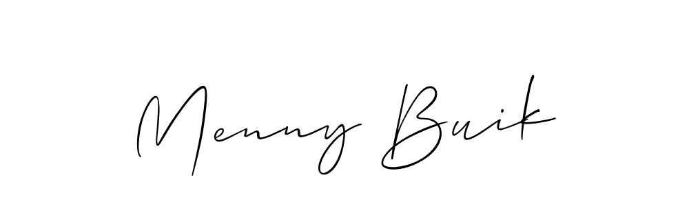 Allison_Script is a professional signature style that is perfect for those who want to add a touch of class to their signature. It is also a great choice for those who want to make their signature more unique. Get Menny Buik name to fancy signature for free. Menny Buik signature style 2 images and pictures png
