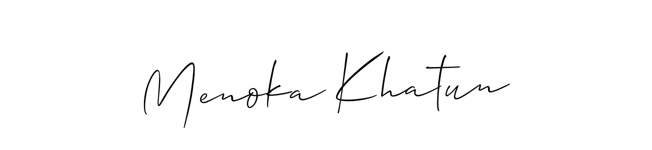 Menoka Khatun stylish signature style. Best Handwritten Sign (Allison_Script) for my name. Handwritten Signature Collection Ideas for my name Menoka Khatun. Menoka Khatun signature style 2 images and pictures png