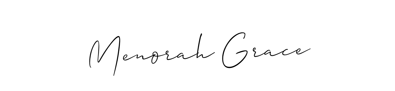 Create a beautiful signature design for name Menorah Grace. With this signature (Allison_Script) fonts, you can make a handwritten signature for free. Menorah Grace signature style 2 images and pictures png