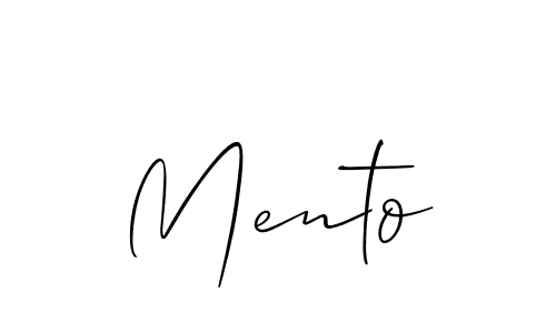 Make a beautiful signature design for name Mento. With this signature (Allison_Script) style, you can create a handwritten signature for free. Mento signature style 2 images and pictures png