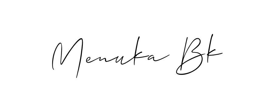 How to make Menuka Bk name signature. Use Allison_Script style for creating short signs online. This is the latest handwritten sign. Menuka Bk signature style 2 images and pictures png