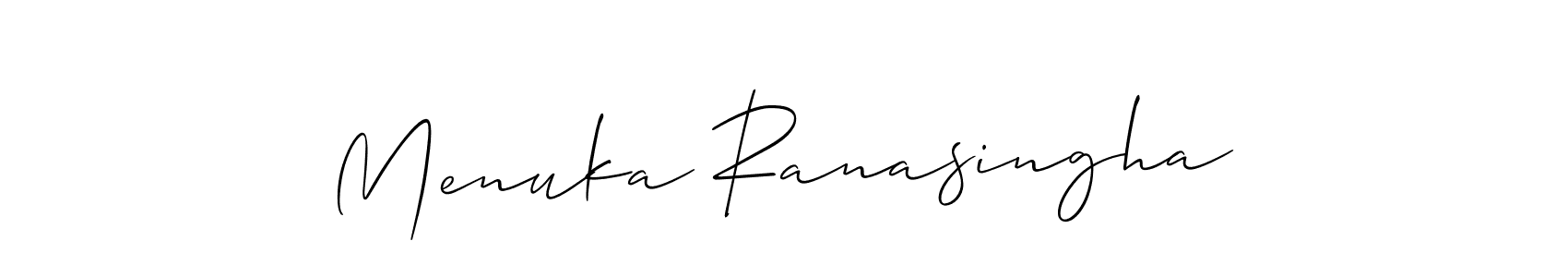 Use a signature maker to create a handwritten signature online. With this signature software, you can design (Allison_Script) your own signature for name Menuka Ranasingha. Menuka Ranasingha signature style 2 images and pictures png