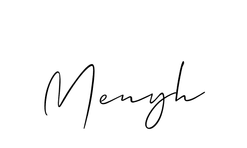 It looks lik you need a new signature style for name Menyh. Design unique handwritten (Allison_Script) signature with our free signature maker in just a few clicks. Menyh signature style 2 images and pictures png