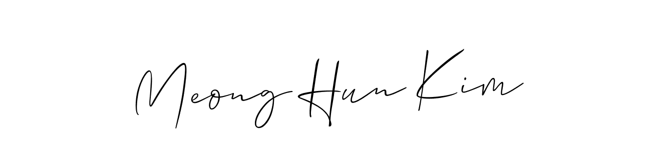 Make a beautiful signature design for name Meong Hun Kim. With this signature (Allison_Script) style, you can create a handwritten signature for free. Meong Hun Kim signature style 2 images and pictures png