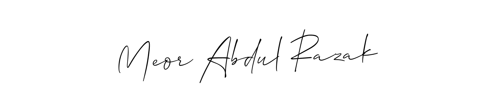 if you are searching for the best signature style for your name Meor Abdul Razak. so please give up your signature search. here we have designed multiple signature styles  using Allison_Script. Meor Abdul Razak signature style 2 images and pictures png