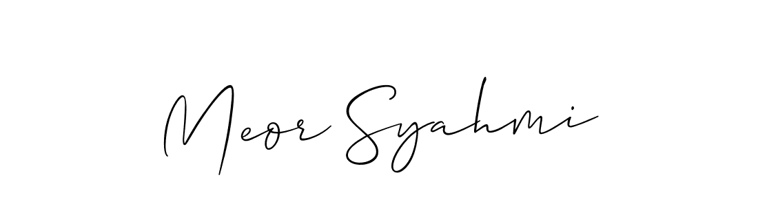 Make a beautiful signature design for name Meor Syahmi. With this signature (Allison_Script) style, you can create a handwritten signature for free. Meor Syahmi signature style 2 images and pictures png