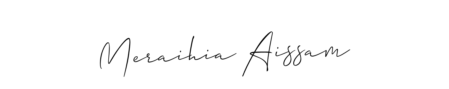 Use a signature maker to create a handwritten signature online. With this signature software, you can design (Allison_Script) your own signature for name Meraihia Aissam. Meraihia Aissam signature style 2 images and pictures png